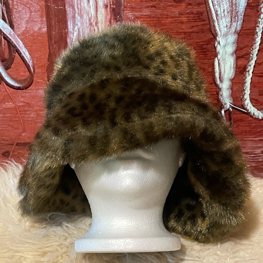 New Parkhurst animal print faux fur hat